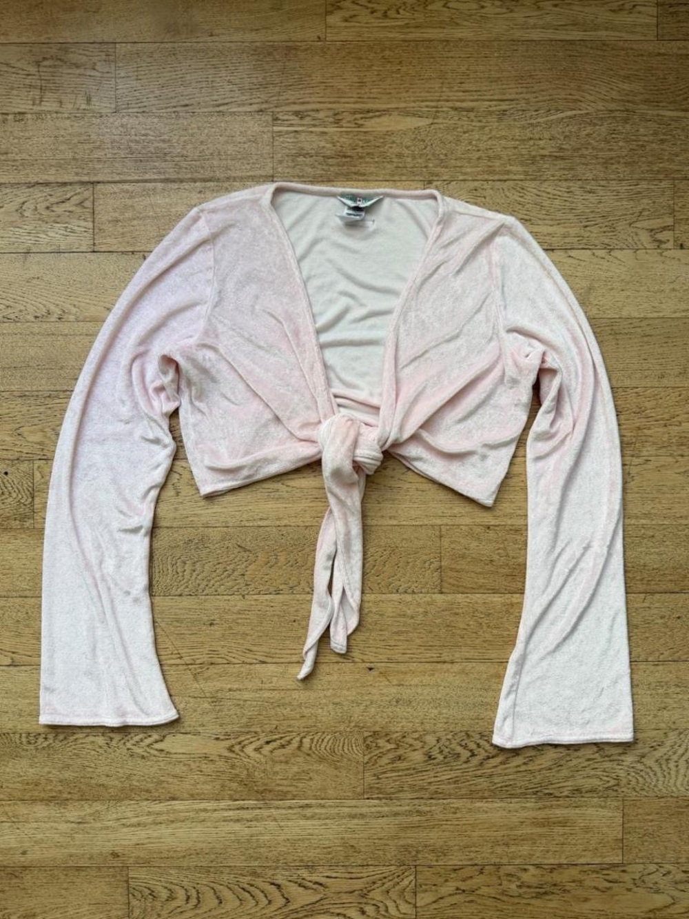 Y2K Hard Tail Forever Pink Velour Tie Front Shrug Top
